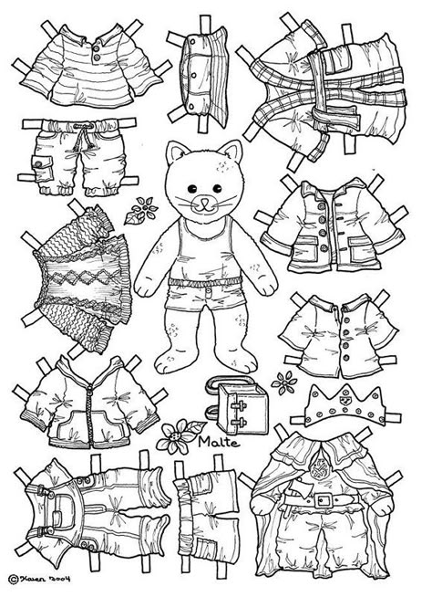 MALTE 2005 DANISH by Karen {These are somewhere else on this board and in color. They may also be black and white.} Animal Paper Dolls, Free Printable Paper Dolls, Dolls Printable, Paper Doll Template, Cat Kids, Paper Dolls Printable, Paper Animals, Vintage Paper Dolls, Color Pages