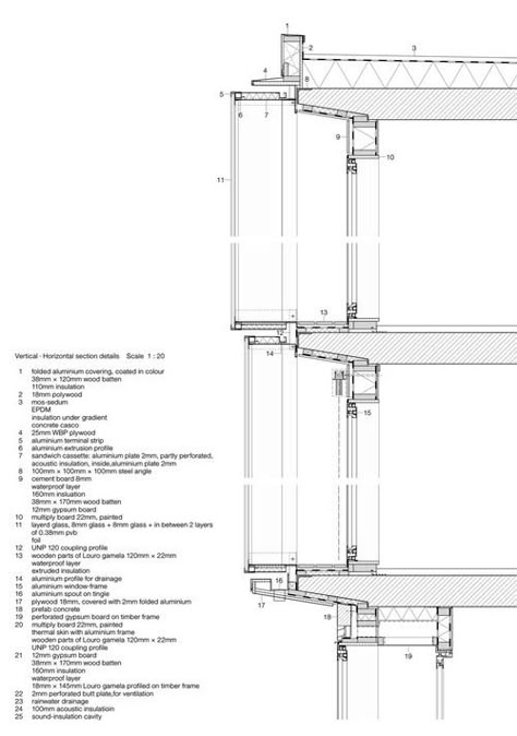 CS13: Tanzakademie — FACADE DETAIL SECTION - steel structure Facade Detail Section, Drawer Section, Wall Section Detail, Wall Facade, Curtain Wall Detail, Section Detail, Facade Detail, Wall Section, Detail Drawing