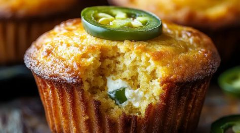 Jalapeno Corn Muffins, Muffins With Cream Cheese Filling, Muffins With Cream Cheese, How To Make Cornbread, Senior Posters, Jalapeño Cornbread, Cornbread Muffins, Corn Muffins, Muffin Cups