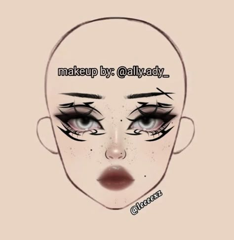 Drawn Makeup Looks, Goth Eyeliner, Gothic Eye Makeup, Holloween Makeup, Makeup Charts, Makeup Drawing, Prom Eye Makeup, Cute Eye Makeup, Makeup Face Charts