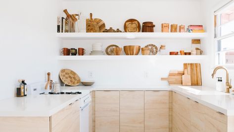 A kitchen remodel in a Joshua Tree house brings lots of light to the space Askersund Kitchen, Wood White Kitchen, Joshua Tree House, Instagram Kitchen, Cabinet Fronts, Desert House, Be Here Now, Ikea Cabinets, Ranch Style Homes