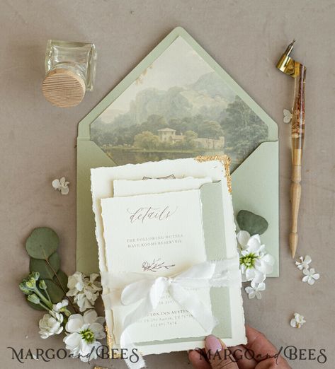 Transport your guests to a world of romance, elegance, and fairy tale charm with an olive garden wedding set in a picturesque palace. This enchanting theme combines the lush beauty of an olive garden with the regal allure of a palace, creating a magical ambiance. Here are the essential elements to ensure your Picturesque Palace Love wedding is truly unforgettable. 1. Wedding Invitations Begin the journey with invitations that reflect the fairytale atmosphere. Choose olive green and gold invit White And Green Invitations, Green White And Gold Wedding Invitations, Green And Gold Wedding Invites, Olive Green And Gold Wedding, Green And White Wedding Invitations, Olives Wedding, Wedding Invitations Sage Green, Olive Garden Wedding, Sage Green And Gold Wedding