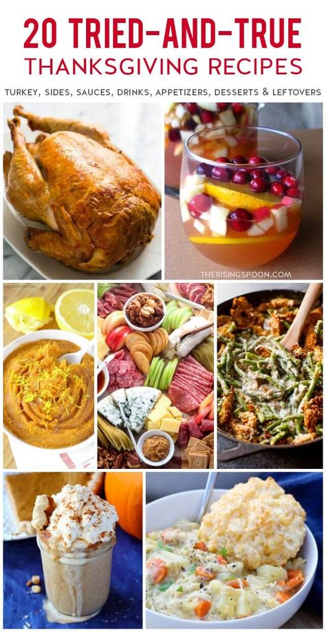 Want to serve the best recipes at your Thanksgiving holiday meal? These are some of the tried-and-true dishes that I've been fixing for the past several years for our autumn feast. Turkey, side dishes, sauces, drinks, desserts, appetizers & leftovers - a mixture of traditional comfort food and more unique healthy options. I've tried every single recipe included in this round-up myself. My family loves them and I hope yours will, too! Small Batch Thanksgiving Recipes, Small Recipes, Thanksgiving For Two, Layered Pumpkin Cheesecake, Small Thanksgiving, Thanksgiving Food Recipes, Healthy Halloween Food, Sweet Potato Souffle, Pumpkin Cheesecake Bars