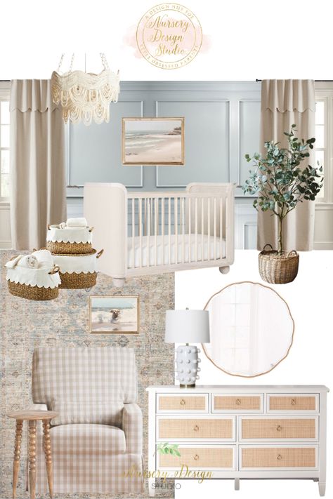 Waverly's nursery Beachy Nursery, Coastal Nursery, Classic Nursery, Nursery Designs, Nursery Style, Nursery Room Design, Baby Room Inspiration, Baby Boy Room Nursery, Style Guru