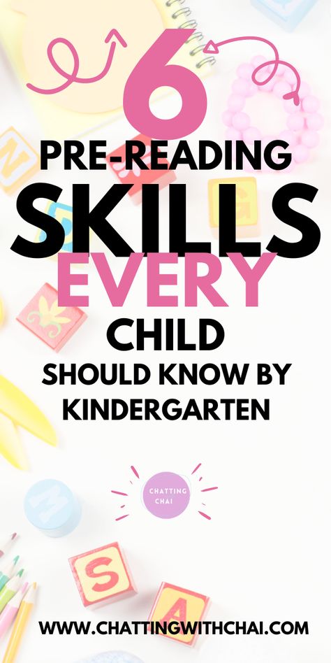 Pre Reading Skills in Preschool: Reading Readiness Checklist and Signs for Kindergarten - Chatting With Chai Pre Reading Skills, Ready For 1st Grade, Read Kindergarten, Reading Skills Activities, Kindergarten Readiness Checklist, Reading In Kindergarten, Teach Kids To Read, Easy Reader Books, Reading Readiness