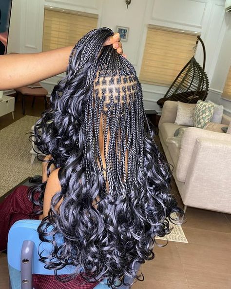 Jet Black Weave, French Curl Braids Hairstyles, Weave Bun, French Curl Braids, Human Hair For Braiding, Curl Braids, Weave Hairstyles Braided, Colored Weave, Double Drawn Hair