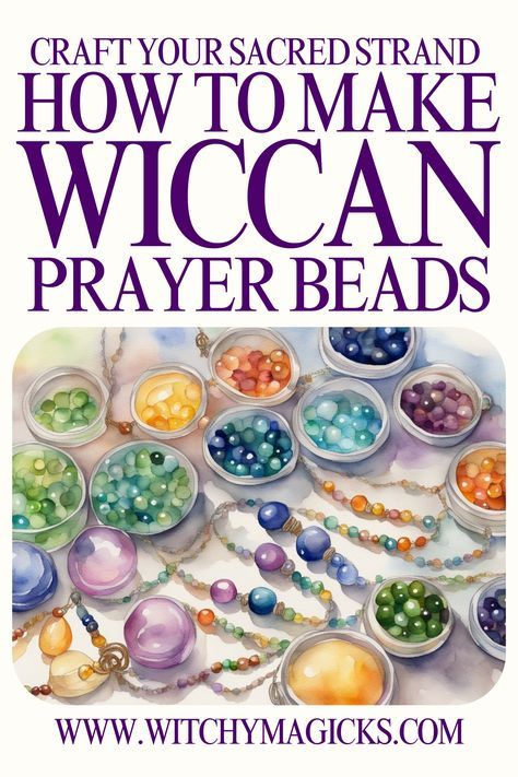 Create your own Wiccan prayer beads to enhance your spiritual practice. Learn the step-by-step process to craft a sacred strand that resonates with your intentions and energies. Let your beads become a powerful tool for meditation and ritual.  #Wicca #PrayerBeads #Witchcraft #DIYMagic #SpiritualCrafts #MeditationTools #SacredCrafts #WiccanTools #WitchyVibes #CraftYourMagic #WiccanPrayerBeads #Witch #WitchyMagicks Witches Rosary Diy, Witches Rosary, Mystical Crafts, Beads Crafts Ideas, Witch Crafts Diy, Witchy Crafts To Sell, Wiccan Prayers, Pagan Prayers, Wicca Diy