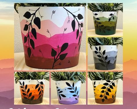 PaintedLifestyleUS - Etsy Pakistan Plant Pot Design, Diy Pottery Painting, Flower Pot Art, Painted Terracotta, Pots Diy, Flower Pot Design, Painted Plant Pots, Painted Pots Diy, Pot Art