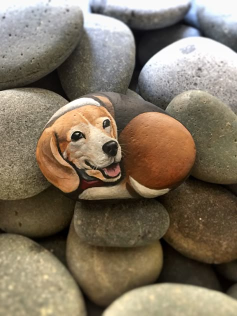 Beagle Art, Painted River Rocks, Rock Animals, Garden Rock Art, Painted Rock Animals, Stone Art Painting, Dog Rocks, Painted Rocks Craft, Happy Stones