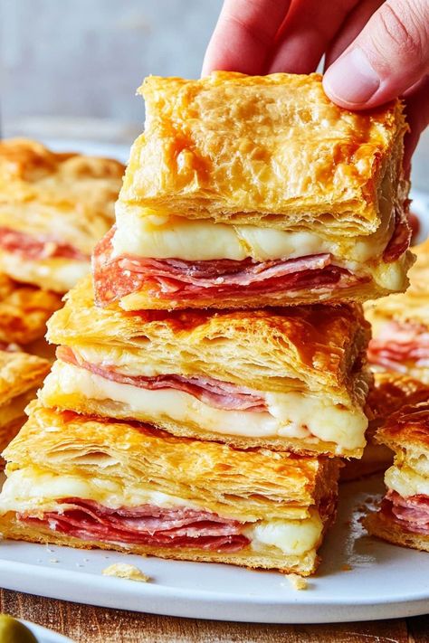 Antipasto Squares - Insanely Good Antipasto Cream Cheese Log, Strawberry Dole Whip Recipe, Strawberry Dole Whip, Antipasto Squares, Pepperoni Pizza Puffs, Antipasto Platter Italian, Gluten Free Keto Recipes, Square Layers, Pizza Puffs