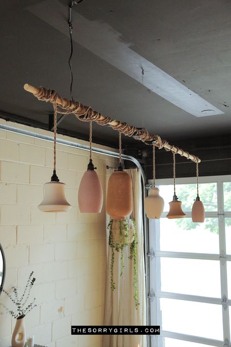 With a little bit of paint and baking soda, we turned thrifted pendant light shades from out of date to a natural boho wonder! This organic boho hanging pendant light is made from upcycled thrift store finds. Learn how to make these using DIY terracotta textured paint by clicking the link now! Diy Light Shade, Boho Pendant Light, Diy Hanging Light, Hanging Bedroom Lights, Terracotta Paint, Boho Lighting, Diy Pendant Light, Baking Powder Uses, Light Decor