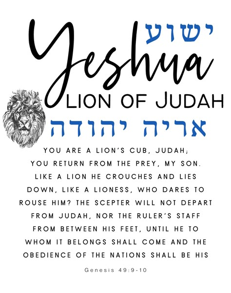 Yeshua Lion Of Judah, Tribe Of Judah Tattoo, Lion Of Judah Tattoo, Hebrew Language Learning, Hebrew Tattoo, Lion Of Judah Jesus, Journal Bible Quotes, Hebrew Prayers, The Lion Of Judah