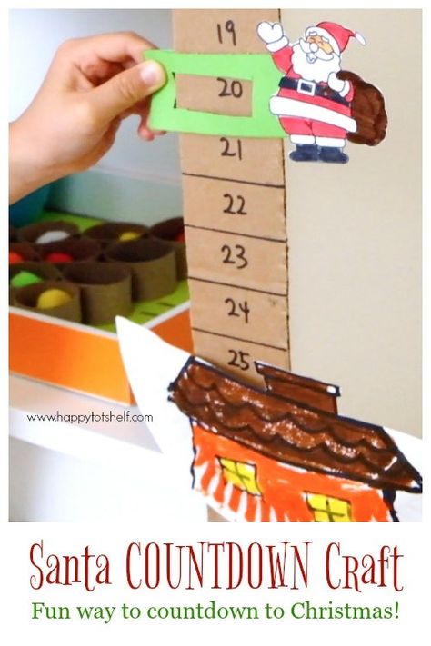 Move Santa down the Chimney and countdown to Christmas! Cute kids advent calendar. More details on Happy Tot Shelf blog. Christmas Countdown Kids, Santa Down The Chimney, Christmas Countdown Crafts, Christmas Learning Activities, Countdown For Kids, Countdown Ideas, Christmas Countdown Diy, Christmas Learning, Christmas Clothespins