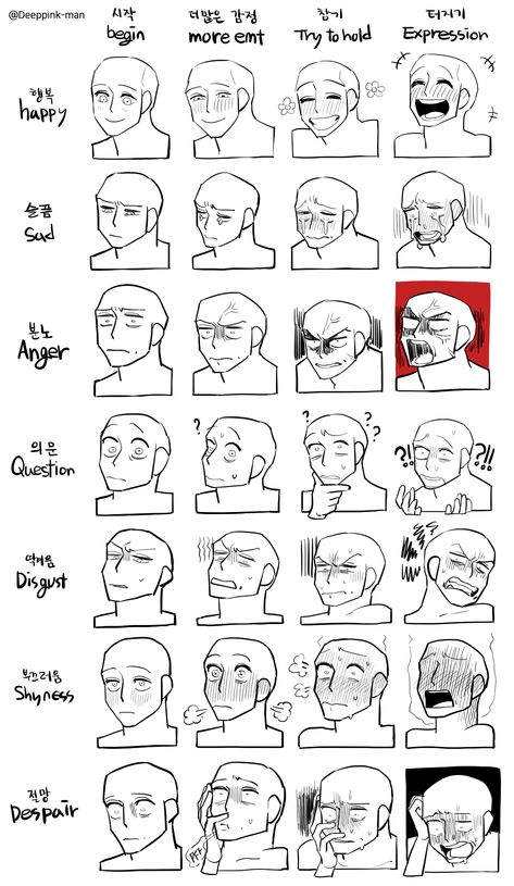 Facial Expressions Drawing, Expression Sheet, Drawing Face Expressions, 얼굴 드로잉, Seni Dan Kraf, 얼굴 그리기, Face Drawing Reference, Drawing Expressions, Figure Drawing Reference