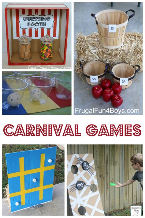 25+ Carnival Games for Kids!  Perfect for a family game night or a church or school carnival.  Great birthday party ideas too! School Carnival Games, Diy Carnival Games, Backyard Carnival, Fall Festival Games, Carnival Games For Kids, Diy Party Games, Fall Carnival, Carnival Birthday Party Theme, Diy Carnival