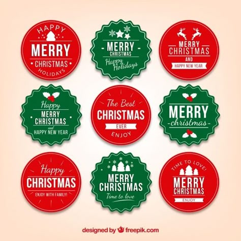 Christmas Gift Clip Art, Christmas Stickers Printable, Christmas Toppers, One Piece Birthdays, Green And Red Christmas, Labels For Jars, Christmas Badge, Christmas Tags Printable, Christmas Topper