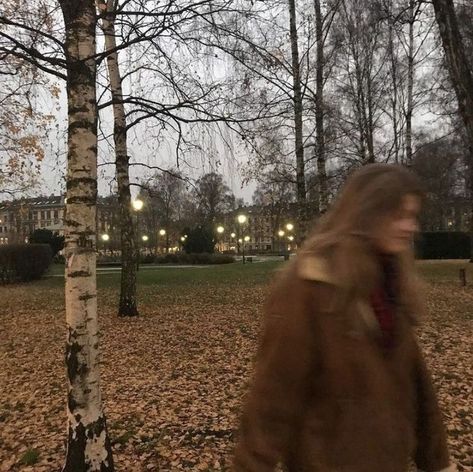 The Park, At Night, A Woman, Walking, Trees