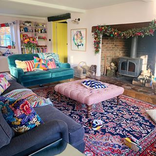 Living Room Eclectic, Pink Ceiling, Eclectic Living, Eclectic Boho, Casa Vintage, Eclectic Bedroom, Trendy Living Rooms, Eclectic Living Room, Interior Room