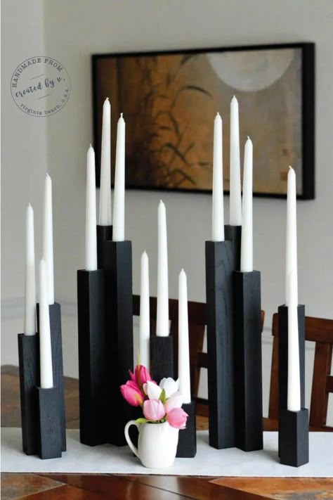 Diy Taper Candle Holders, Wooden Taper Candle Holders, Diy Taper Candles, Table Leg Candle Holder, Diy Wooden Candle, Cement Candle Holders, Wall Candle Holder, Diy Luminaire, Cement Candle