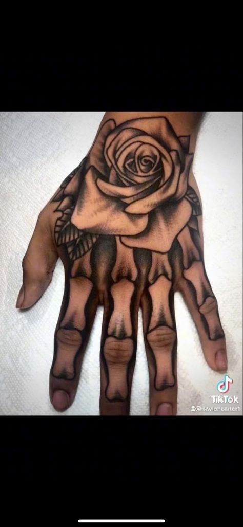 Upper Arm Tattoos For Guys, Bone Hand Tattoo, Skeleton Finger, Hand Tatto, Full Hand Tattoo, Cool Half Sleeve Tattoos, Rose Hand Tattoo, Skeleton Tattoos, Upper Arm Tattoos