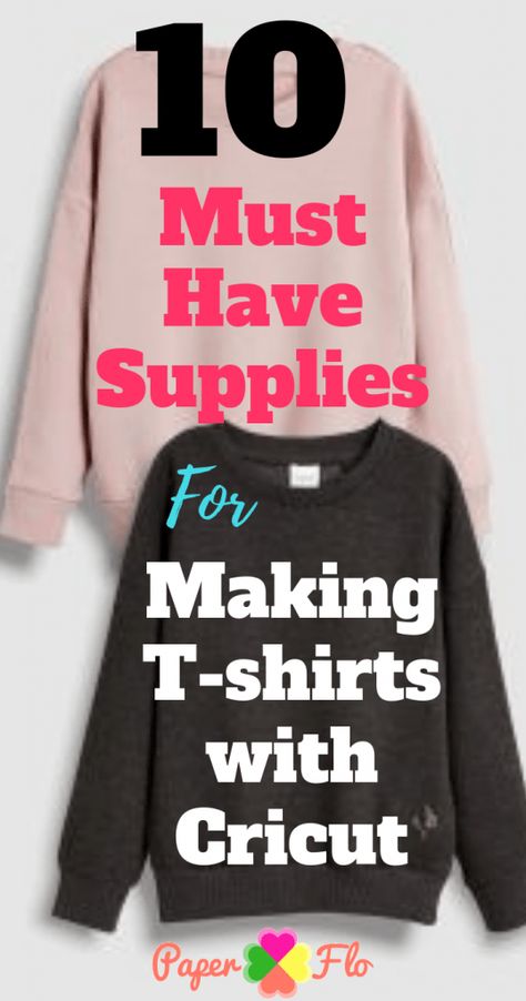 Find out the 10 must have supplies for making t-shirts with Cricut. This is an easy way to get started making t-shirts at home. Shirts With Cricut, Cricut Help, Cricut Supplies, Cricut Explore Projects, Projets Cricut, Cricut Projects Beginner, Blank T Shirts, Vinyl Shirts, Cricut Craft Room