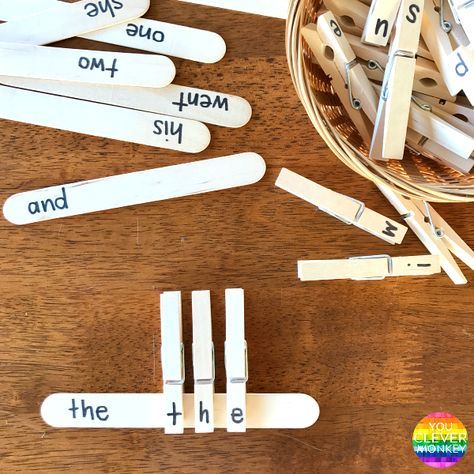 Popsicle Stick Crafts Prek, Sight Word Popsicle Stick Game, Diy Literacy Centers, Popsicle Stick Reading Games, Letter Knowledge Activities Kindergarten, Popsicle Stick Games Learning, Abc Popsicle Sticks, Learning Center Activities, Craft Stick Learning Activities