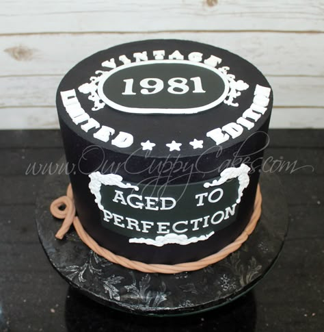 Black smooth buttercream with fondant accents Mans 60th Birthday Cake Ideas, 60th Birthday Cake Man, 41st Birthday Cakes For Men, Age To Perfection Cake For Men, Aged To Perfection Cake For Men, Aged To Perfection Birthday Cake, 40th Bday Cakes For Men, 30th Birthday Cake Ideas For Men, 50th Birthday Cake For Men