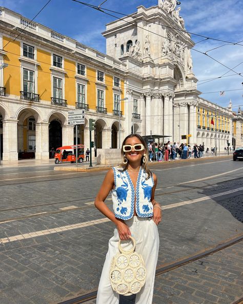 What To Wear In Portugal This Spring | Styled by McKenz Outfit For Portugal, Portugal In April Outfits, Maderia Portugal Outfits, Clothes For Portugal, Majorca Aesthetic Outfits, Outfits For Lisbon Portugal, Spring In Portugal, Lisbon Spring Outfit, Lisbon Fashion Spring