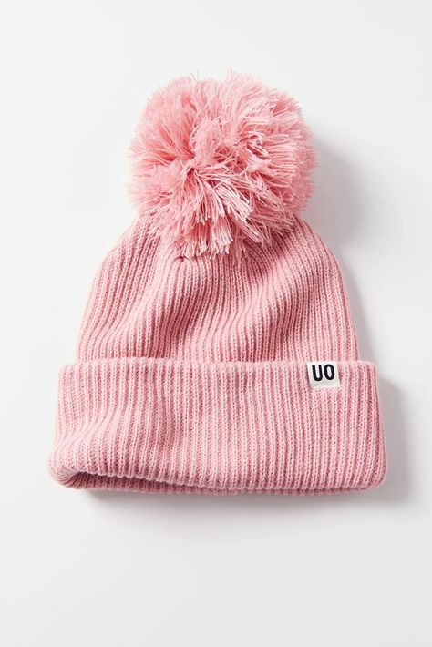 UO Ribbed Pompom Beanie | Urban Outfitters Urban Outfitters Winter, Urban Outfitters Lights, Chunky Knit Beanie, Orange Beanie, Yellow Beanie, Corduroy Bucket Hat, Floral Bucket Hat, Pompom Beanie, Pom Pom Beanie Hat