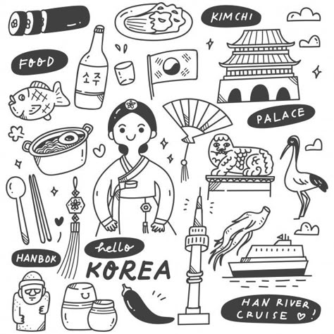 Japanese Doodles, City Doodle, Hand Cartoon, Japan Icon, Japan Cartoon, Materi Bahasa Jepang, Japanese Drawings, Food City, Images Kawaii