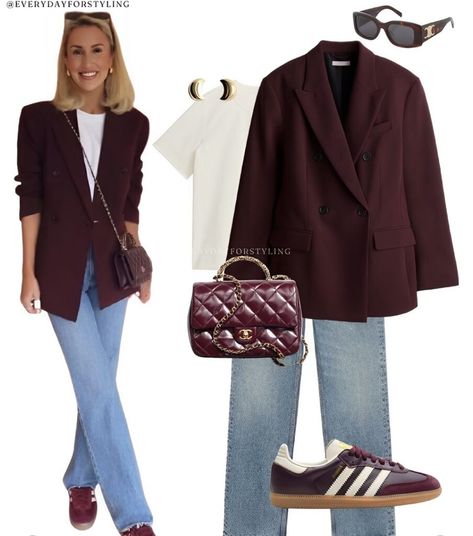 7 Must-Have Trends for Fall/Winter 2024 You Can’t Miss Burgundy Blazer Outfit Woman, Burgundy Blazer Outfit, Date Night Outfits Fall, Night Outfits Fall, Style Autumn Outfits, Trendy Fall Outfits Casual, Fall Aesthetic Outfits, Blazer Outfits Women, Fall Date Night Outfits