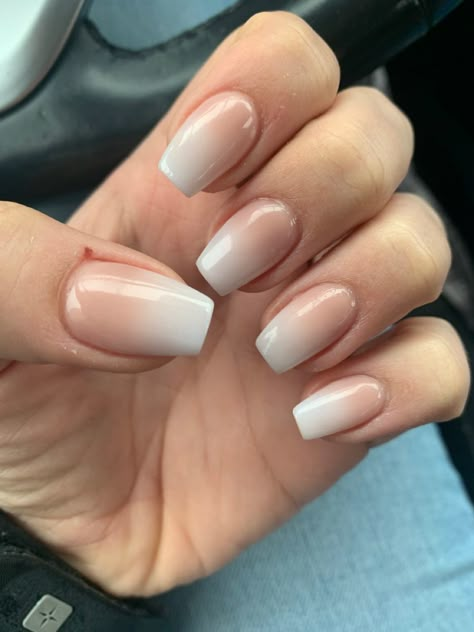 Neutral ombre nails Neutral Ombre Nails Square, Beige White Ombre Nails, Brown White Ombre Nails, Brown And White Ombré Nails, Ombre Nails Brown And White, Short Natural Ombre Nails, Nude French Ombre Nails, Brown To White Ombre Nails, Medium Length Ombre Nails