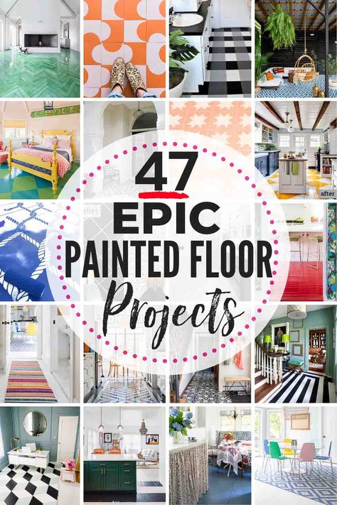 Painting Concrete Porch Floor, Painted Rug On Wood Floor, Painted Subfloor Ideas, Painting Linoleum Floors Bathroom, Painted Linoleum Floor, Painted Linoleum, Painting Concrete Floors, Painted Floor Ideas, Stenciled Tile Floor