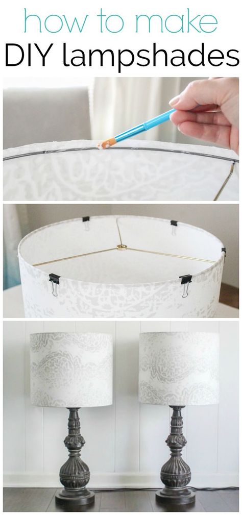 How to make a lampshade - making custom diy lampshades is a quick and easy project.  #lovelyetc #diyhomedecor #lampshade #lamps Diy Lampshade, Make A Lampshade, Diy Luminaire, Lampshade Makeover, Lamp Makeover, Diy Lampe, Diy Shades, Cute Dorm Rooms, Diy Lamp Shade