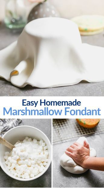 Homemade Fondant Recipe Marshmallows, Diy Cake With Fondant, Fondant Recipe Small Batch, Marshmallow Fondant Easy, Melting Frosting For Cake, Edible Fondant Recipe, How To Make Homemade Fondant, Diy Marshmallow Fondant, Things To Make With Fondant