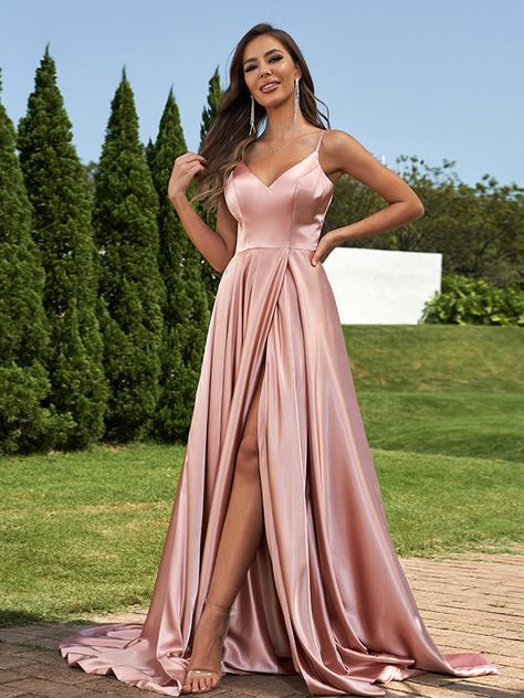 2023 Long Bridesmaid Dresses A-Line Silk like Satin V-neck Light Coral is made-to-order by professional tailors. You can choose from 40+ colors and sizes 2 to 16W. The dress details: Season:Spring,Summer,Fall,Winter;Waist:Natural;Back Style:Zipper;Silhouette:A-Line/Princess;Fabric:Silk like Satin;Embellishment:Ruffles;Neckline:V-Neck;Sleeve:Sleeveless;Hemline/Train:Sweep/Brush Train;Built-In Bra:Yes;Shown Color:Light Coral Wedding Dresscode, College Mood Board, Fashion Bridesmaid Dresses, Dress Reference, Pink Dress Short, Bridesmaid Ideas, Mauve Dress, Light Coral, Coral Dress