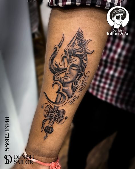 SHIVA 🔱 TATTOO > by Denish sailor (@denishsailor) at Denish’s Tattoo & Art studio (@denish_tattoo_art). To book appointment or enquiry you can call/whatsapp on : *Contact No: 8866243146 _________________ Address: Shop No. G-7 , Exitto Mall,Olpad Rd,Jahangir Pura, Surat,Gujrat,india. __________________ @denish_tattoo_art @denishtattoo_and_nailart @meggy_nail_art @denishsailor @artist_meggy @megha_bhandari3 @tattoo.rhl @pencils_school __________________ #denishtattooart#tattoo #besttattoo#... Shiv Ji Tattoo On Hand, Lord Shiva Band Tattoo, Lord Shiva Tattoo Design For Men, Shiv Tattoo For Men, Shiva Tattoo Design For Men, Mahadev Tattoo Designs For Men, Mahakal Tattoo Design, Lord Shiva Tattoo Design, Tattoo Trishul