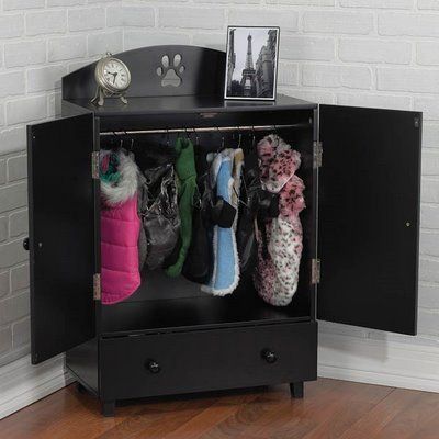 A wardrobe to keep all of your little dog's clothes and accessories organized ~ this is too cute! Dog Dresser, Dog Closet, Diy Chat, Dog Rooms, Stuffed Animal Storage, Dog Furniture, Puppy Clothes, Dog Houses, Diy Dog Stuff