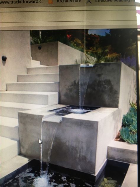 Contemporary Backyard, Outdoor Wall Fountains, Custom Water Feature, Landscape Stairs, Water Architecture, Outdoor Water Features, Garden Water Feature, Fountains Backyard, Fountain Design