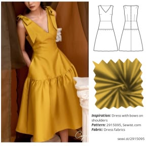 Dresses With Bows On Shoulder, Elegant Dress Pattern Sewing, Bow Gown Design, Elegant Dress Sewing Patterns, One Shoulder Dress Sewing Pattern, Dress With Bows On Shoulders, Bow Dresses Women, Dress With Bow On Shoulder, One Shoulder Dress Pattern