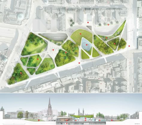 Great rendering and interesting park design. City Gardening, Architecture Site Plan, Landscape Architecture Plan, Urban Landscape Design, Plans Architecture, Landscape Design Plans, Site Plans, Landscape And Urbanism, Architecture Graphics