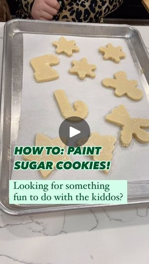 23 reactions | We used to make these every Christmas when I was a kid, and I love continuing the tradition with my kids! They love it, and it’s something fun and different for them to do! Here’s how:
Have your cutout (UNBAKED) sugar cookies on pans, along with small, new (or food) paint brushes. 
1 egg yolk
1 tsp water
Food coloring - mix those 3 things in small bowls for each color you want to paint with. (Note, purple doesn’t work - it just turns brown. 😂 I prefer gel food coloring, but regular works, too!)

Small sprinkles (like nonpareils) and sanding sugar work best for this. Simply paint the cookies in whatever colors you like, add sprinkles, and bake as normal! I prefer my sugar cookies softer, so I like to roll them thicker, but do what you like best! 
*note, sprinkles work best i Painted Sugar Cookies, Sanding Sugar, Do What You Like, Water Food, Gel Food Coloring, Soft Cookie, Egg Yolk, 1 Egg, 3 Things