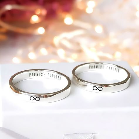 Couple Rings In Silver, Personalized Ring Box Wedding, Father Daughter Rings, Promise Ring For Couples, Silver Ring For Boyfriend, Cool Wedding Rings Couple, Promise Rings Couples, Silver Rings For Couples, Couple Silver Rings Design