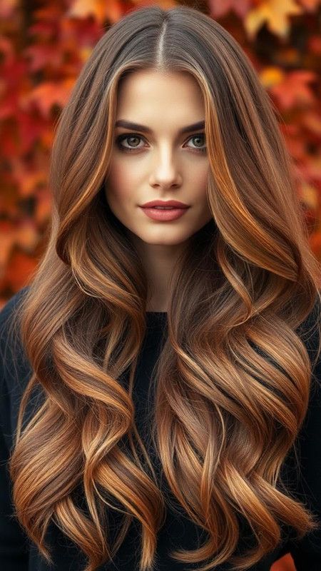 7 Must-Try Fall Brunette Hair Colors Hair Color For Fall Brunette, Fall Brunette Hair Color, Fall Brunette Hair, Caramel Blonde Hair Color, Fall Brunette, Carmel Balayage, Chestnut Highlights, Autumn Hair Colors, Caramel Blonde Hair