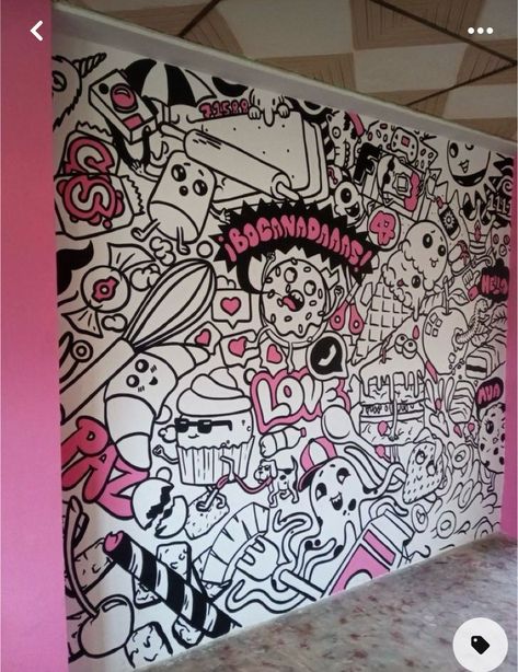 Gamer Mural, Doodle Mural, Cartoon Mural, Graffiti Room, Colouring Wall, Animal Illustration Kids, Doodle Wall, Creative Wall Painting, Graffiti Doodles