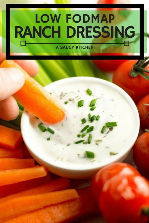 Easy, five minute low FODMAP Ranch Dressing made with lactose free yoghurt and a few herbs and spices. #GlutenFree Low Fodmap Ranch, Fodmap Condiments, Low Fodmap Recipes Dinner, Fodmap Recipes Dinner, Fodmap Meal Plan, Low Fodmap Snacks, Fodmap Friendly Recipes, Fodmap Snacks, Fod Map