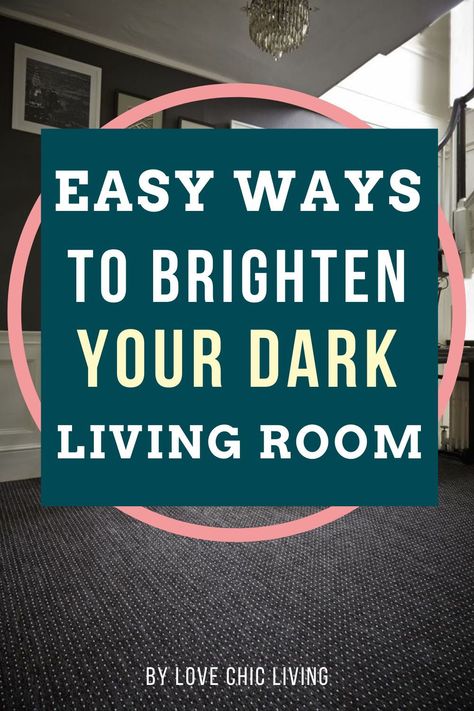 Brighten a dark room with these quick & easy ways to bring a dark room to life. If you're working from home, or just want new ways to brighten a dark living room, these design ideas will be perfect for you. Bring light into a room without wasting money on fads or intrusive home renovations. I'll be talking about what house plants look good in the living room, the best floor runners for stairs, my favourite statement rugs and more! Read this post if you're wondering how to brighten up your ho Moody Small Living Room, Brighten A Dark Living Room, Dark Grey Carpet Living Room, Dark Floor Living Room, Dark Wood Living Room, Dark Lounge, Dark Couch, Grey Carpet Living Room, Dark Furniture Living Room