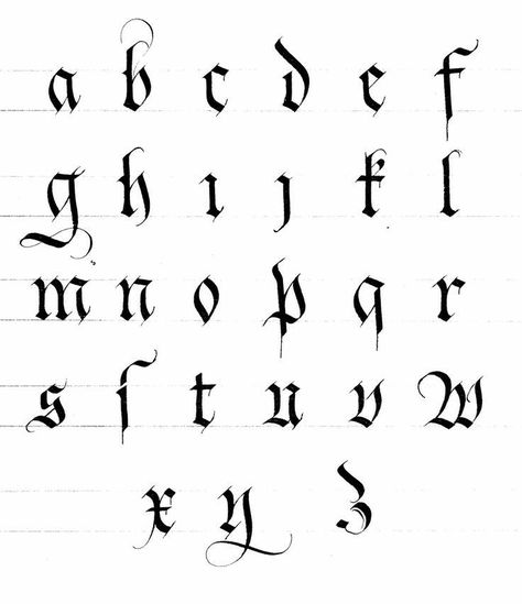 Old English Alphabet, Gothic Calligraphy, Gothic Alphabet, Gothic Script, Tattoo Fonts Alphabet, Gothic Lettering, Tattoo Lettering Styles, Graffiti Lettering Fonts, Typography Alphabet