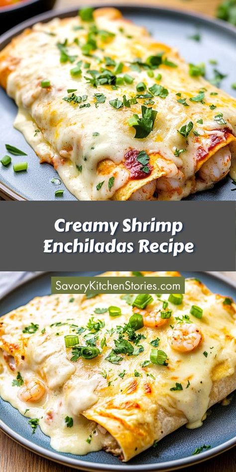 Want to elevate your seafood dinner game? These Creamy Shrimp Enchiladas are packed with flavor and easy to make, making them a fantastic choice for any night. Save this recipe for a special dinner that will leave everyone asking for seconds! Shrimp Enchilada Casserole, Crab Enchiladas Recipe, Creamy Shrimp Enchiladas, Shrimp Enchiladas Recipes, Seafood Enchiladas Recipe, Seafood Enchiladas, Seafood Dinner Ideas, Enchiladas Recipes, Shrimp Enchiladas