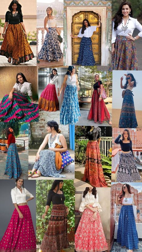 desi girl outfit Jaipur outfit rajasthani outfit desi core long skirt outfit long skirt crop top dress Rajasthani Outfit, Jaipur Outfit, Long Skirt Crop Top, Outfit Long Skirt, Long Skirt Outfit, Skirt Crop Top, Stylish Outfits Casual, Stylish Kurtis Design, Trendy Outfits Indian